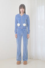 VELVET TRAINING BOOTS CUT PANTS (BLUE)
