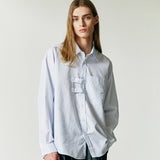 DOUBLE HOLDER STRAP STRIPE SHIRT SKY BLUE