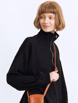 ハーフジップアップニットスウェットシャツ/HALF ZIP UP KNIT SWEATSHIRTS BLACK