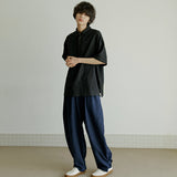 ハーフヘンリーネックシャツ / unisex half henlyneck shirts black