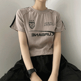ヴェインラインクロップド半袖Tシャツ / Vaneline Cropped Short-Sleeved T-Shirt