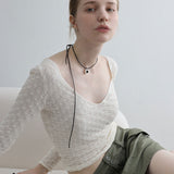 デイジーレザーネックレス / Daisy Leather N.(2color)