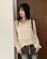 アネスシースルーストラップフリルブラウス / Anes see-through strap frill blouse