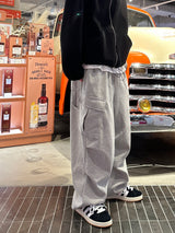 Diagonal line cargo sweat pants