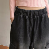 [MADE] Copter Vintage Washing Two-Way Banding Big Cargo Long Wide Denim Pants