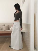 Minto zipper pocket cargo training back-open banding long skirt