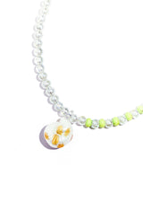 貝殻ウサギターコイズクリスタルネックレス / SEASHELL RABBIT TURQUOISE CRYSTAL NECKLACE #103