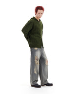 DESTROYED DENIM PANTS (GRAY)