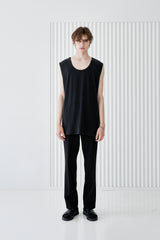 MODAL LENGTHY SLEEVELESS T-SHIRT BLACK (6566880149622)