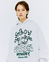 オーバーサイズタイポフーディー/OVER SIZE TYPO HOODIE-WHITE MELANGE