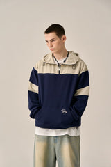 COLOR TONING PATTERN ANORAK -NAVY