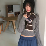 [Cashmere/12color] リモンラムウールラウンドクロップ長袖ニット