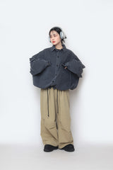 ストリングバルーンデニムシャツ