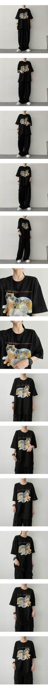 ファミリーキャットショートスリーブTシャツ / Family cat short sleeve tee