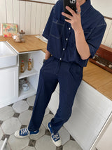 カントフェイクデニムスティッチパンツ