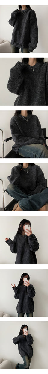 Songi Thick Warm Punching Round Knitwear