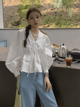 レースアップブラウス /  laceup white blouse