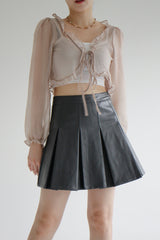 コンビレザープリーツスカート / Combi Leather Pleated Skirt (3color)