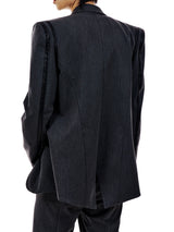LEATHER LINE TAILORED JACKET (CHARCOAL) (6654719623286)