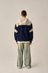 COLOR TONING PATTERN ANORAK -NAVY