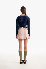 スモールチェリーケーブルクロップニット／SMALL CHERRY CABLE CROP KNIT [DARK NAVY]