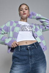 チェックカーディガン / check cardigan (mint)
