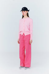 レイヤード スリーブ カーディガン / Layered Sleeve Cardigan [Strawberry Pink]