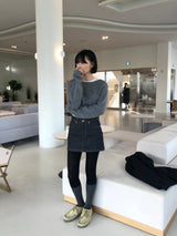 Layering boat neck short knit 