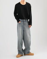 UネックシルケットロングスリーブTシャツ/U neck silket long sleeve 2color