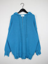 ダメージハーフジップアップフード/Damage Half Zip-Up Hood (3color)