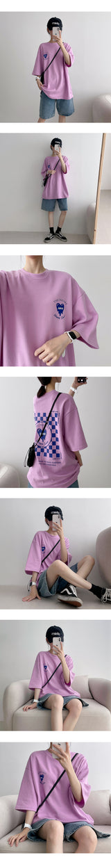 イラストレーションチェックハートショートスリーブT / Illustration Check Heart Short Sleeve Tee