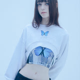 バタフライクロップスウェットシャツ/0 8 butterfly crop sweat shirt - GREY