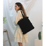 Wave smocking bag Ⅱ (black) (6657236172918)