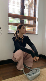 クロスシャーリングロングスリーブティー