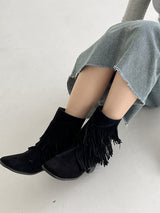 フリンジショートブーツ/Fringe Short Boots (2color)