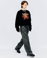 ラウンドフラワーロゴクロップスウェットシャツ/ROUND FLOWER LOGO CROP SWEATSHIRT-BLACK