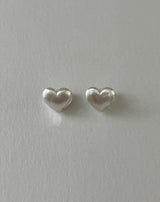 [92.5silver] マットハートワンタッチピアス (ナローバージョン)