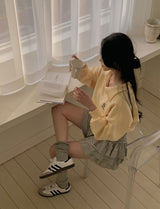 [New spring product 10%][BELLIDE MADE]襟付きクロップド刺繍スウェットシャツ