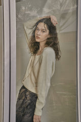 Vボタンカーディガン/V BUTTON CARDIGAN_IVORY