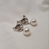 メルビーザキャットシリーズ - パールピアス / Melbie The Cat Series - Pearl Piercing (Silver ver.)