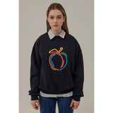 ピーチエンボスドプリントスウェットシャツ / PEACH EMBOSSED PRINT SWEATSHIRT_NAVY