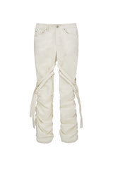 デタッチャブルストラップシャーリングパンツ / DETACHABLE STRAP SHIRRING PANTS (IVORY)