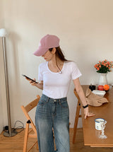 シンプルクロップ半袖Tシャツ