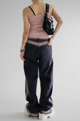 ピンクラインデニムパンツ / pink line denim pants