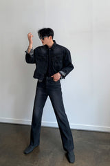 LOOKPINE LIN BLACK DENIM SET - JACKET (6690576924790)