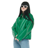 SINGLE LEATHER JACKET GREEN