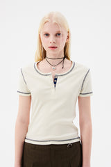 チェリーキャップスリーブTシャツ / CHERRY CAP SLEEVES T-SHIRT [IVORY]