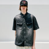 ウォッシュドデニムウェスタンシャツ / WASHED DENIM WESTERN SHIRT BLACK