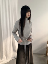 Corinne ribbon-strap velvet polar T-shirt