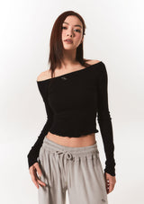 smooth off shoulder top - black